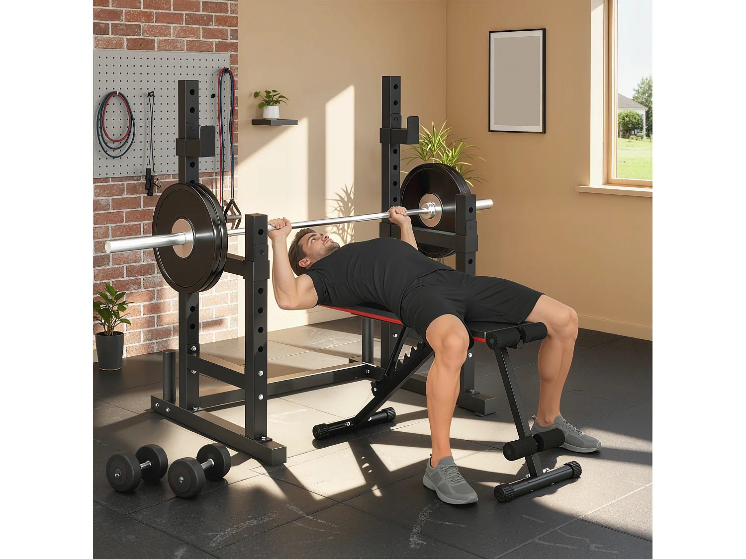 Porta bilanciere regolabile 2 livelli con porta dischi in acciaio nero