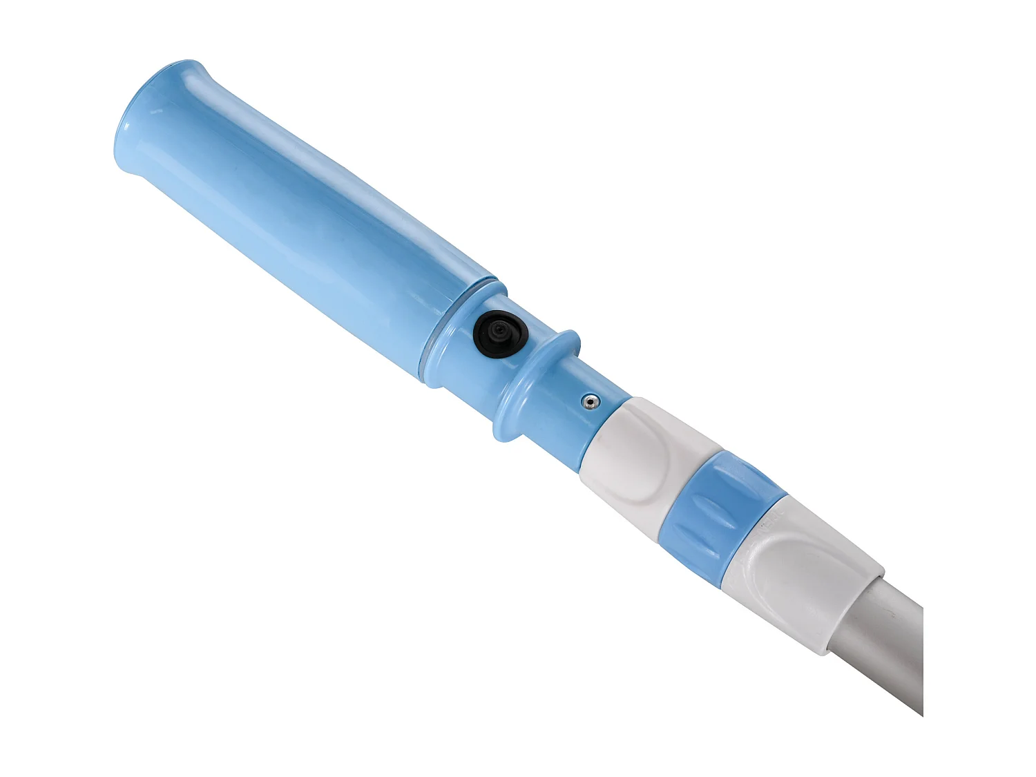 Aspirapolvere per piscina portatile e cordless in ABS e alluminio con asta telescopica regolabile a 3 livelli ø6x106-162 cm blu e bianco