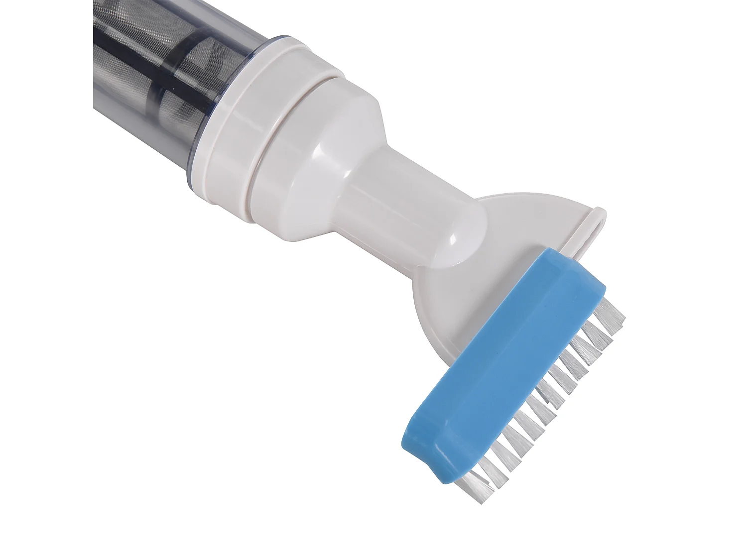 Aspirapolvere per piscina portatile e cordless in ABS e alluminio con asta telescopica regolabile a 3 livelli ø6x106-162 cm blu e bianco