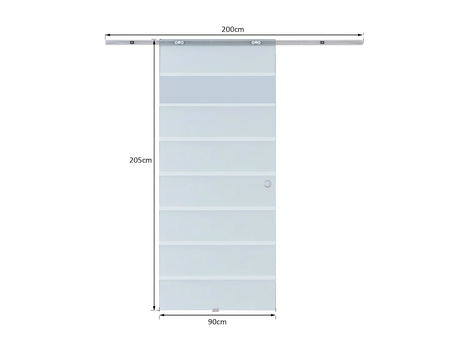 Kit porta scorrevole in vetro satinato con binario in alluminio