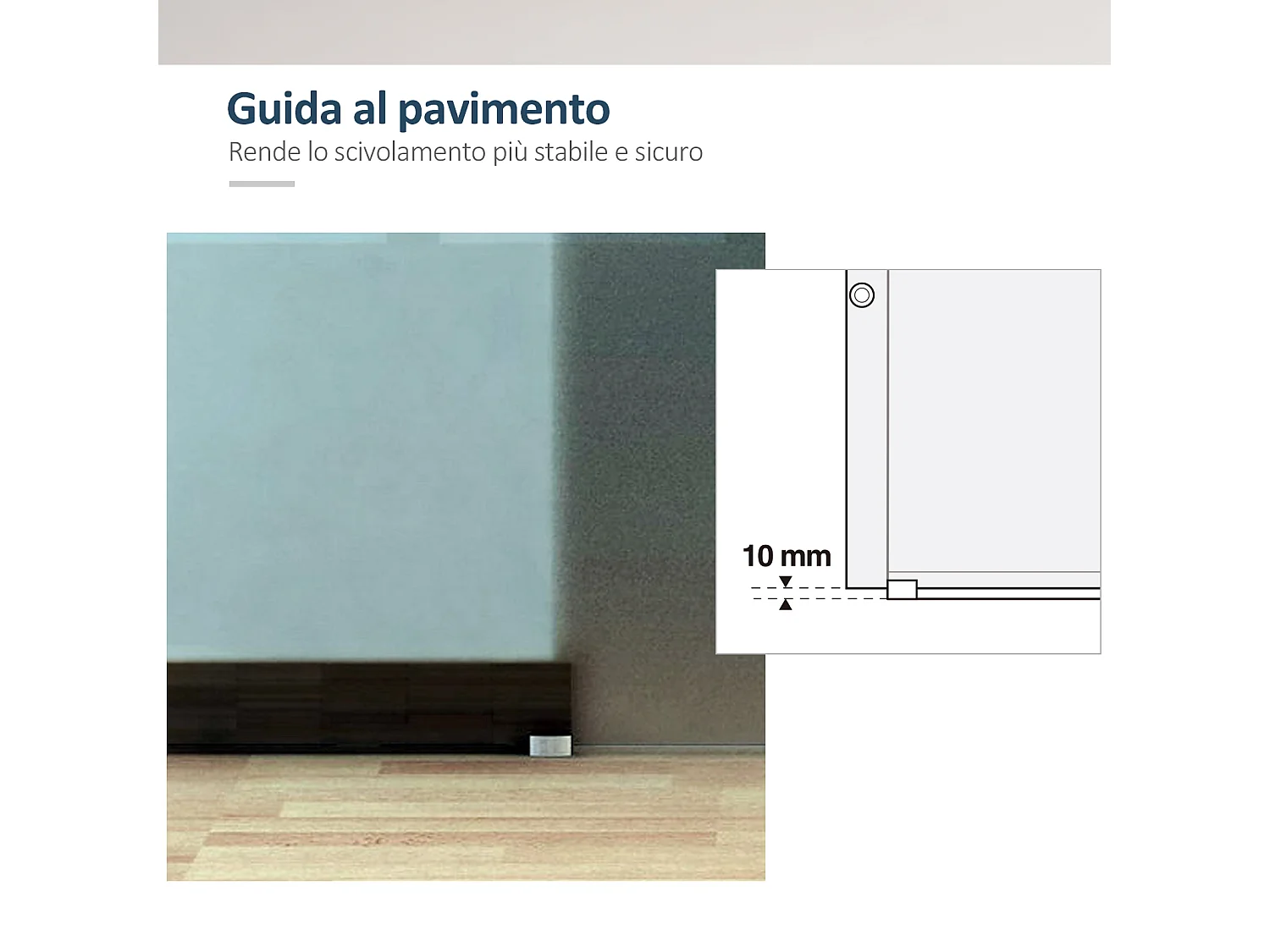 Kit porta scorrevole in vetro satinato con binario in alluminio