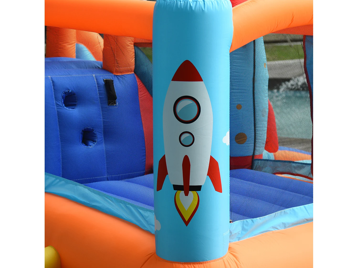 Castello gonfiabile per bambini con scivolo trampolino e gonfiatore