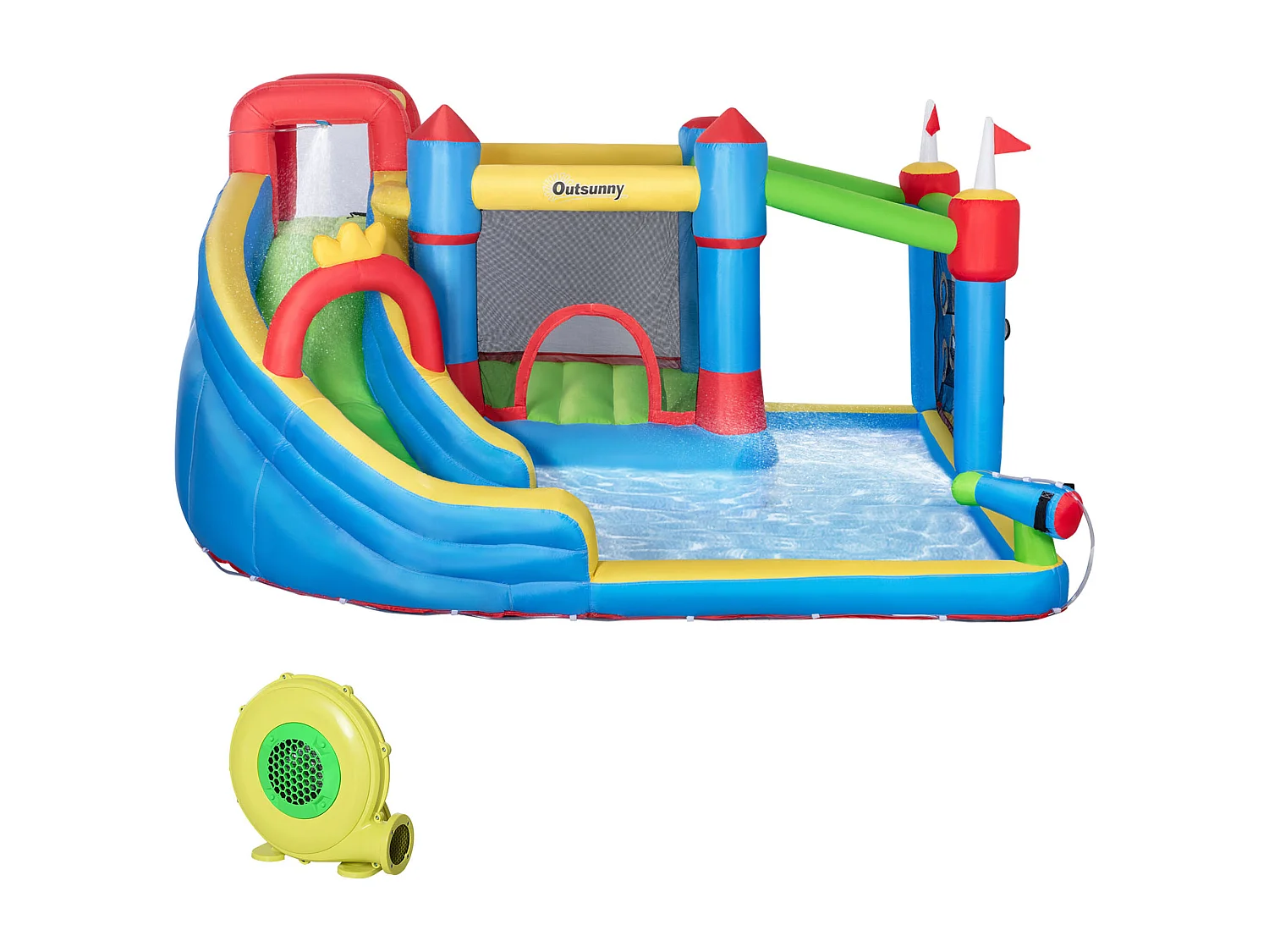 Castello gonfiabile per bimbi con scivolo trampolino piscina