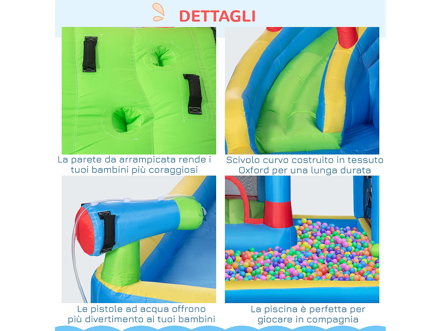 Castello gonfiabile per bimbi con scivolo trampolino piscina