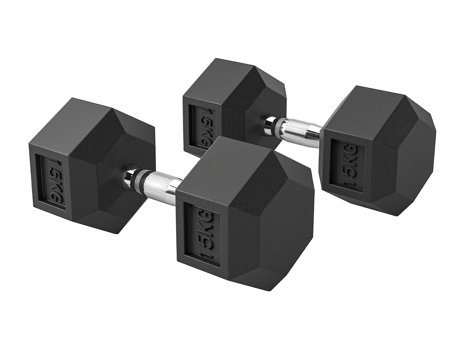 Set 2 manubri pesi esagonali 2x15 kg con impugnatura antiscivolo nero