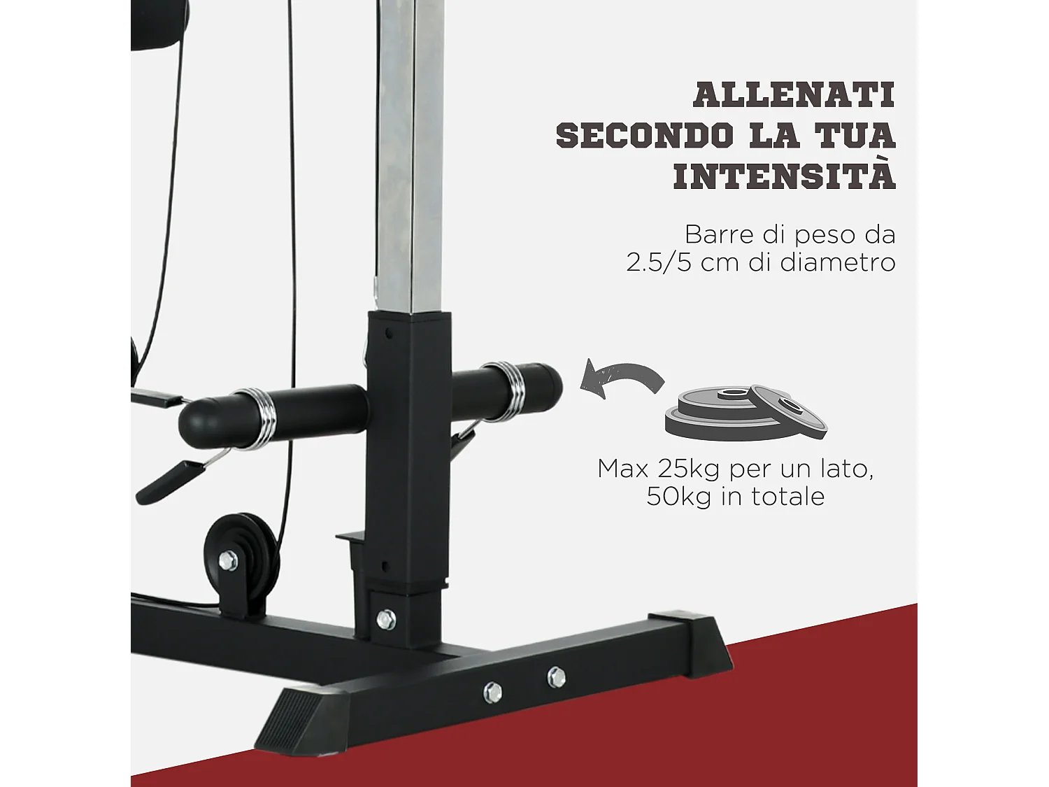 Stazione fitness multifunzione con lat machine in acciaio nero