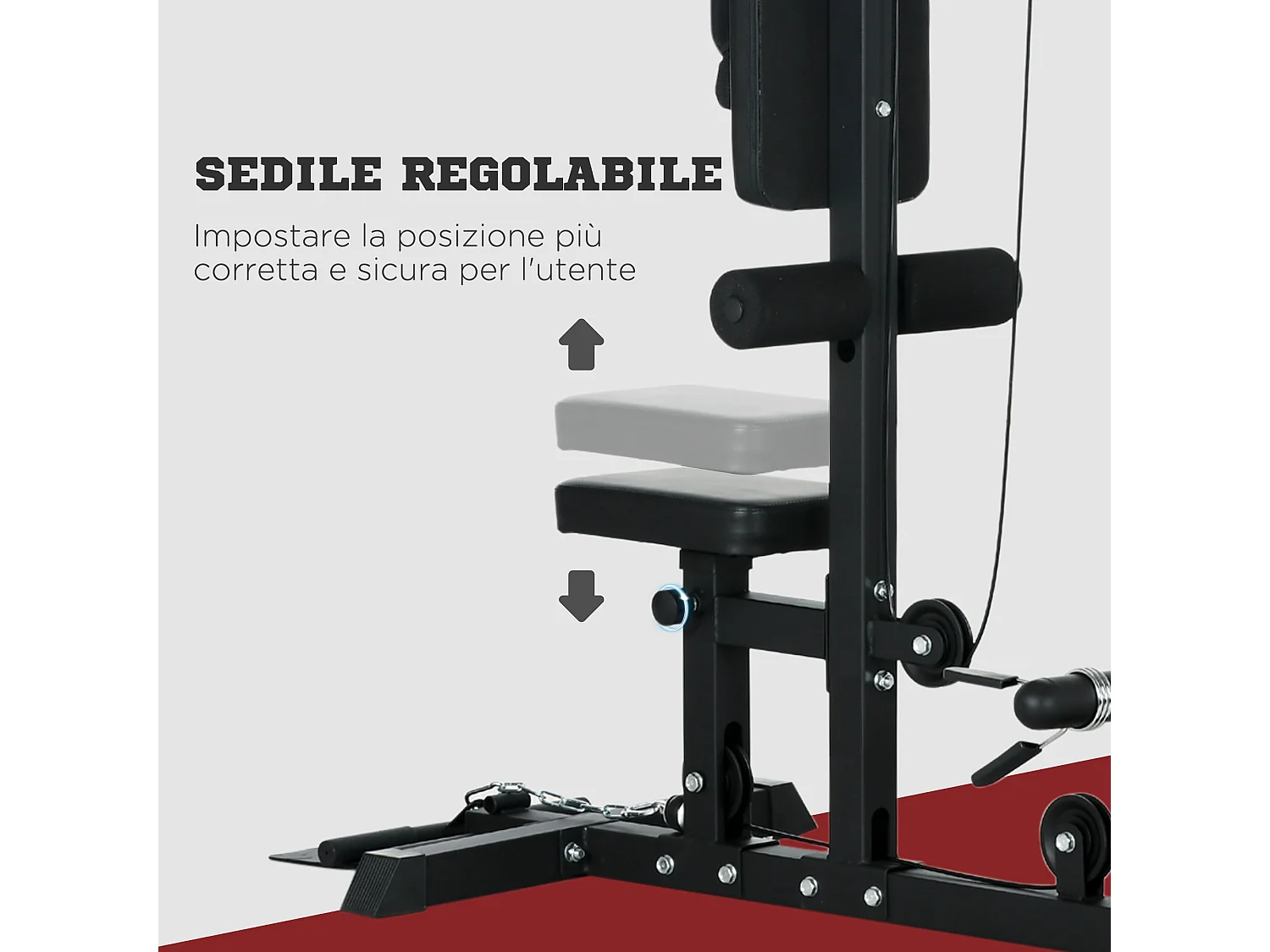 Stazione fitness multifunzione con lat machine in acciaio nero