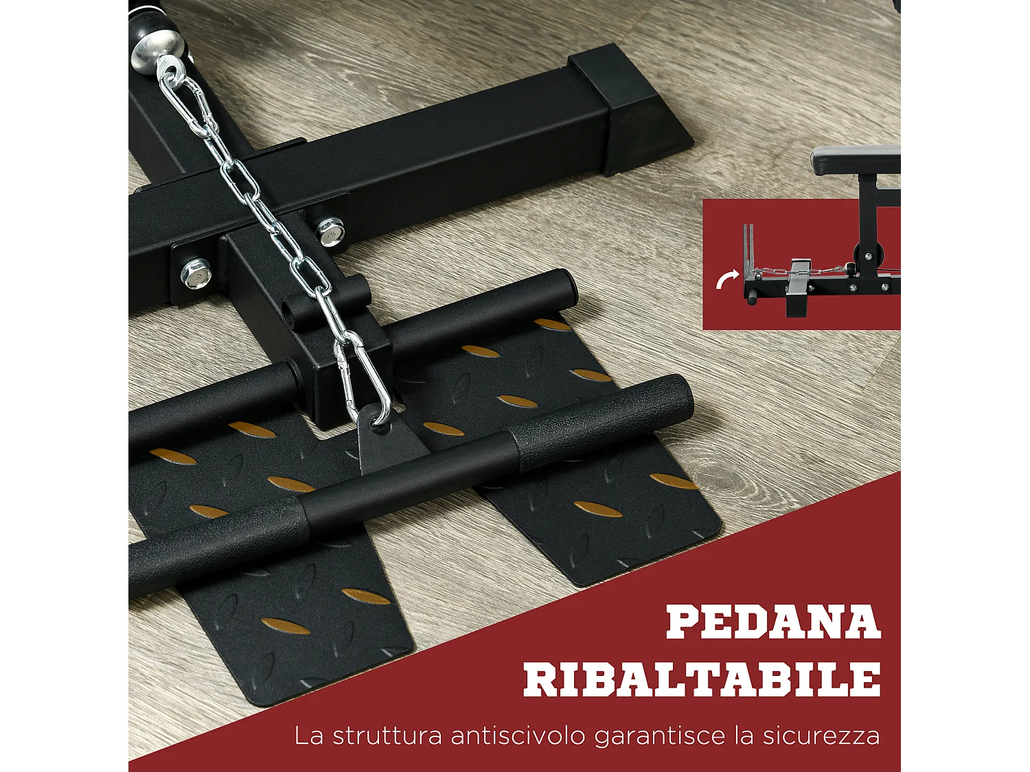 Stazione fitness multifunzione con lat machine in acciaio nero