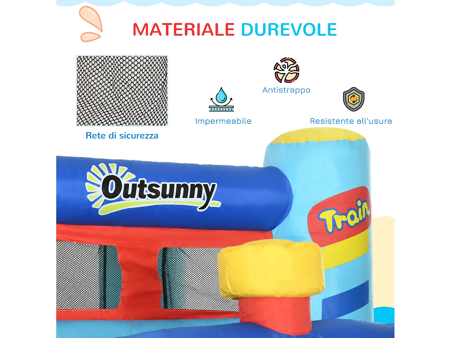 Castello gonfiabile bambini con trampolino scivolo e piscina