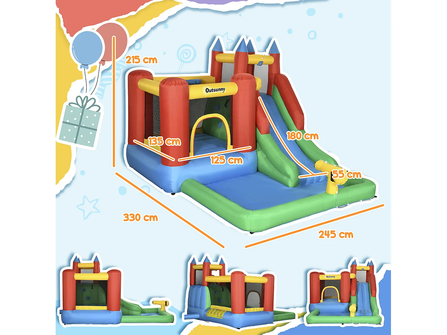 Gioco gonfiabile per bambini 3-8 anni con gonfiatore e borsa