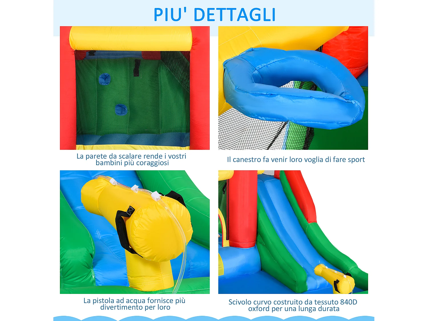 Gioco gonfiabile per bambini 3-8 anni con gonfiatore e borsa