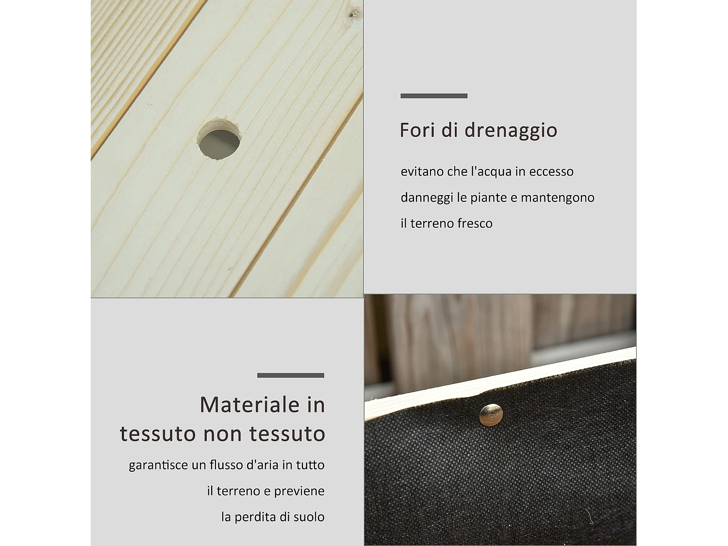 Letto per orto rialzato con ruote e ripiano inferiore in legno