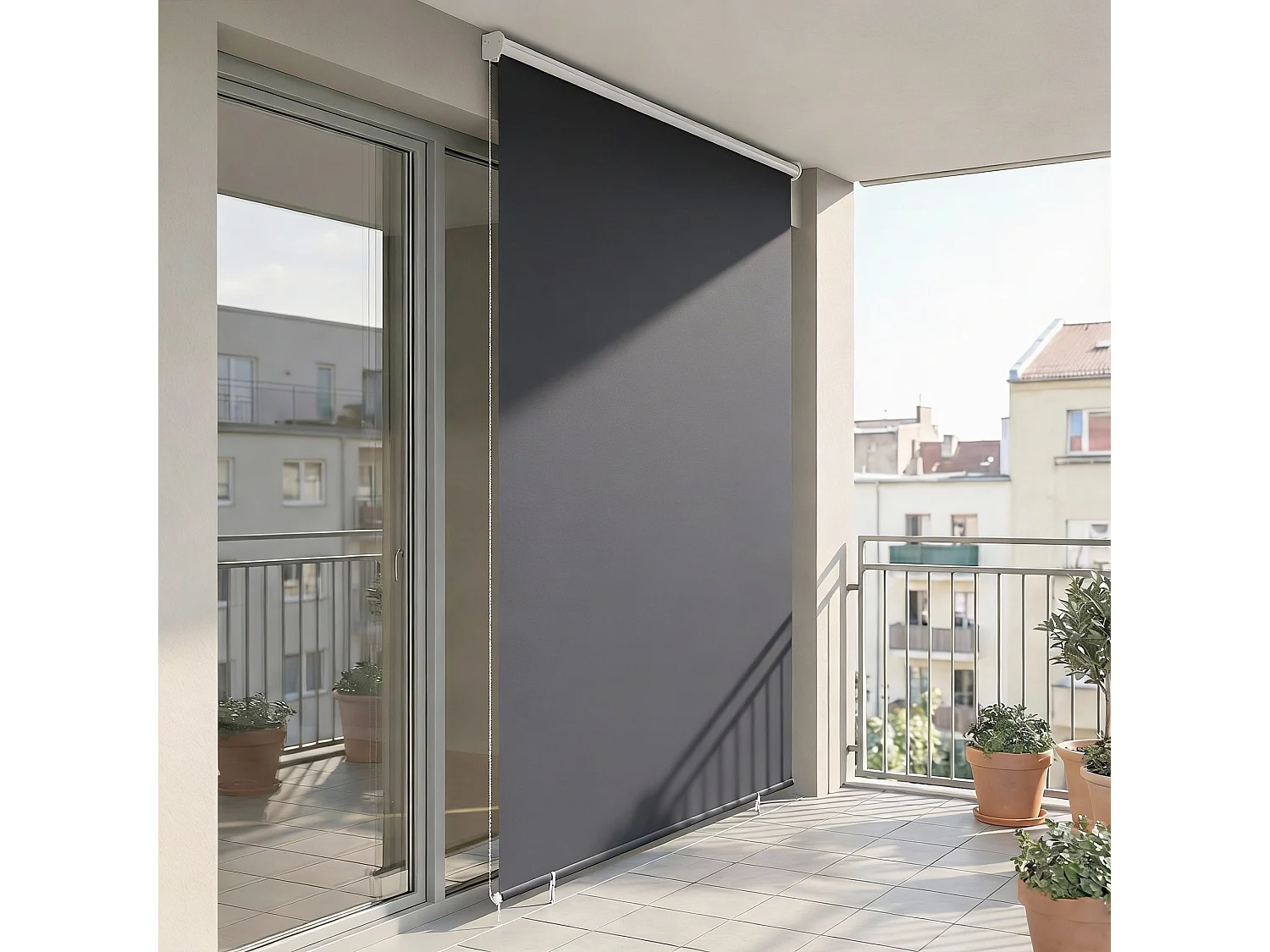 Tenda a rullo avvolgibile in poliestere anti-uv 240x160cm grigio scuro