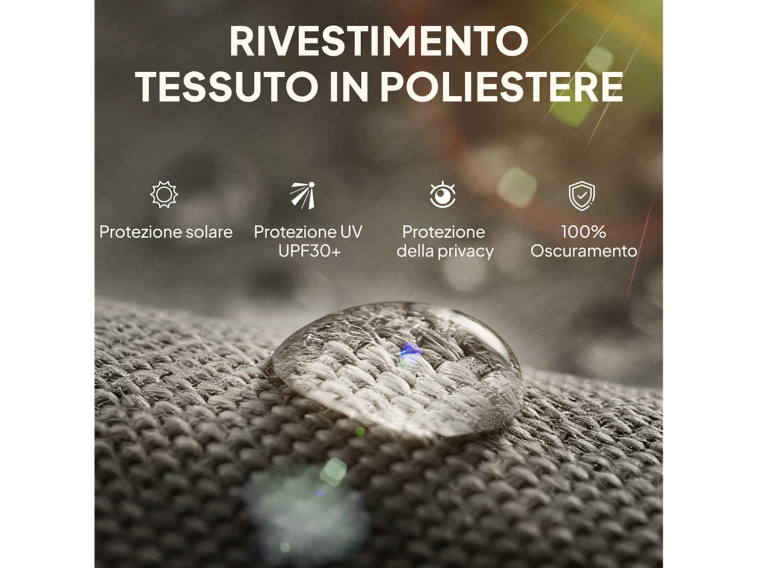 Tenda a rullo avvolgibile in poliestere anti-uv 240x160cm grigio scuro