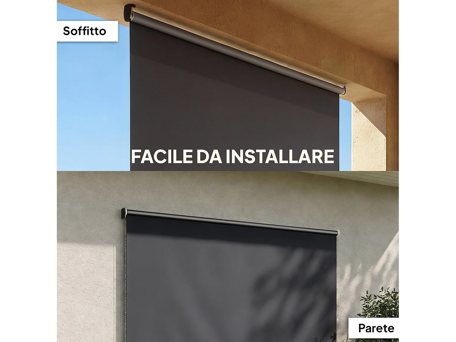 Tenda a rullo avvolgibile in poliestere anti-uv 240x160cm grigio scuro