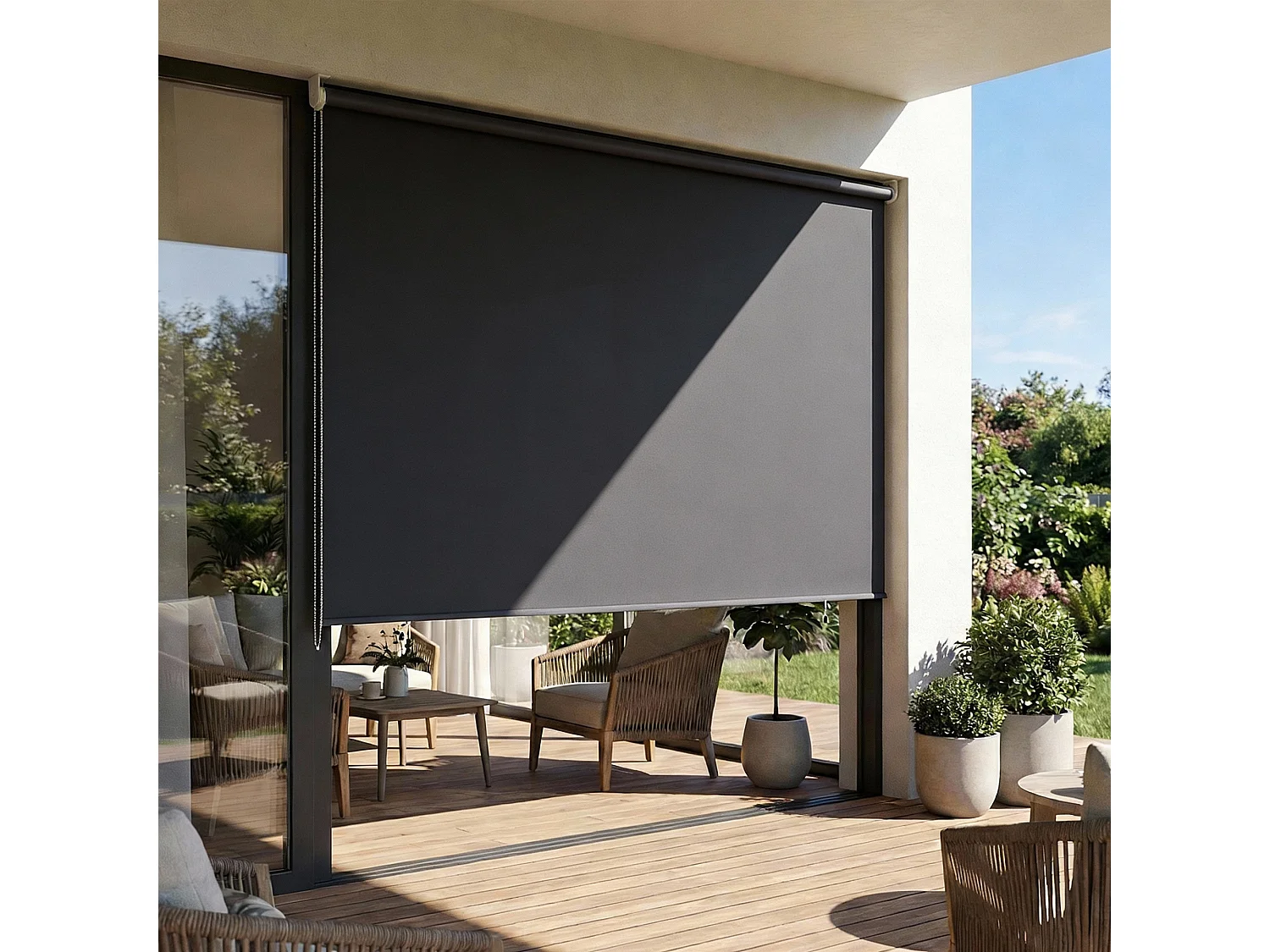 Tenda a rullo avvolgibile in poliestere anti-uv 240x160cm grigio scuro