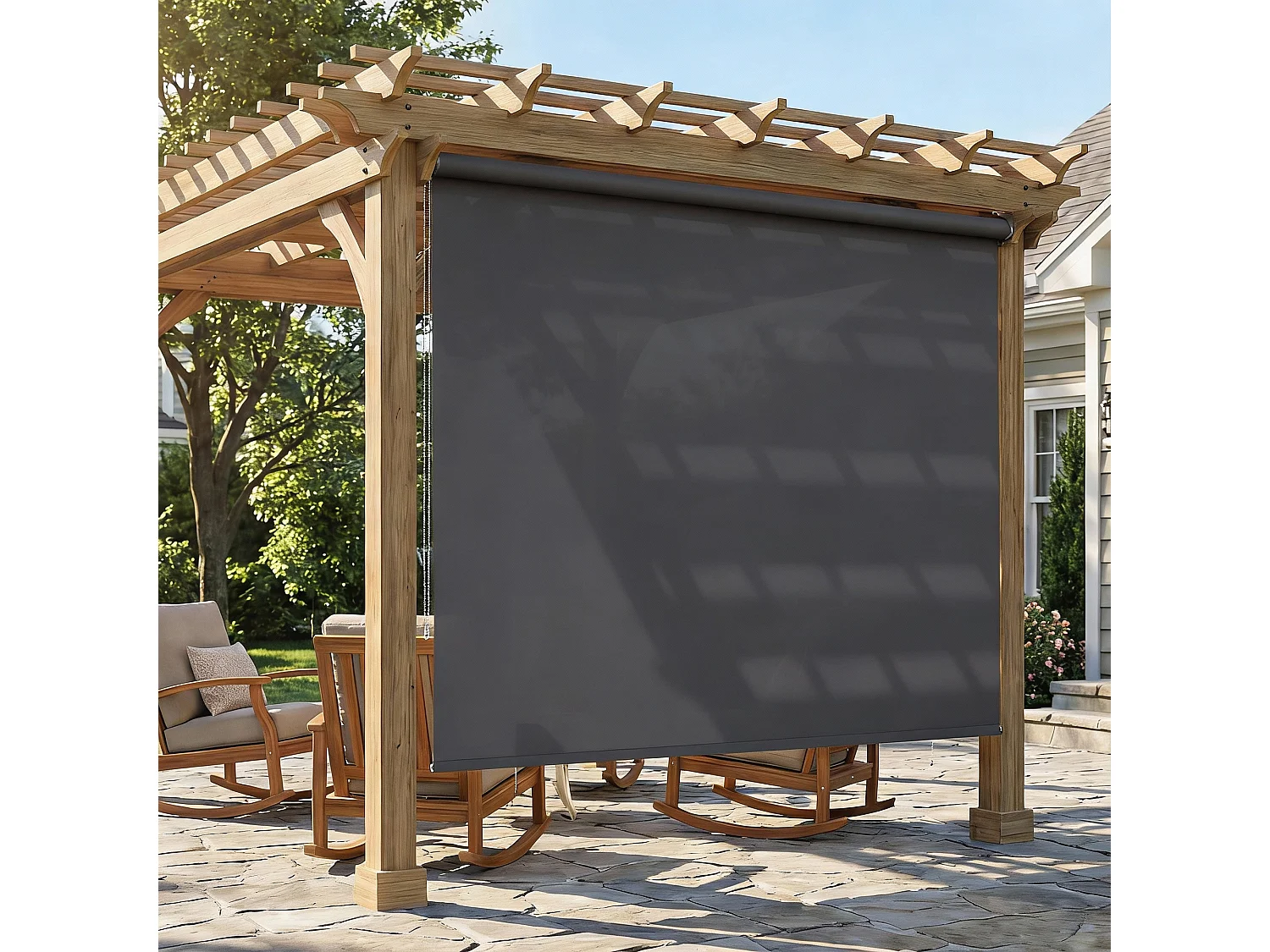 Tenda a rullo avvolgibile in poliestere anti-uv 240x160cm grigio scuro