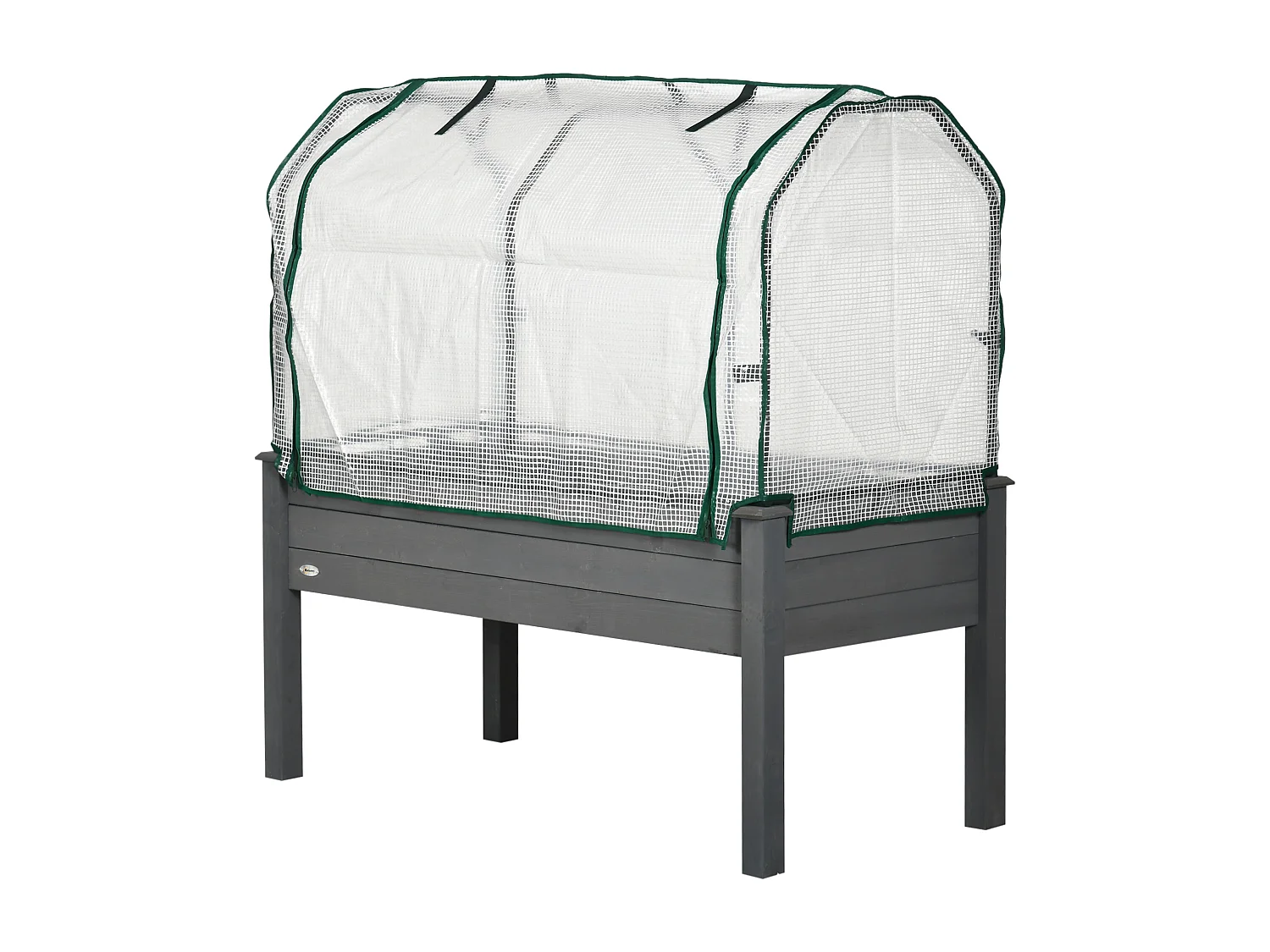 Letto per orto con serra in legno e PE grigio scuro