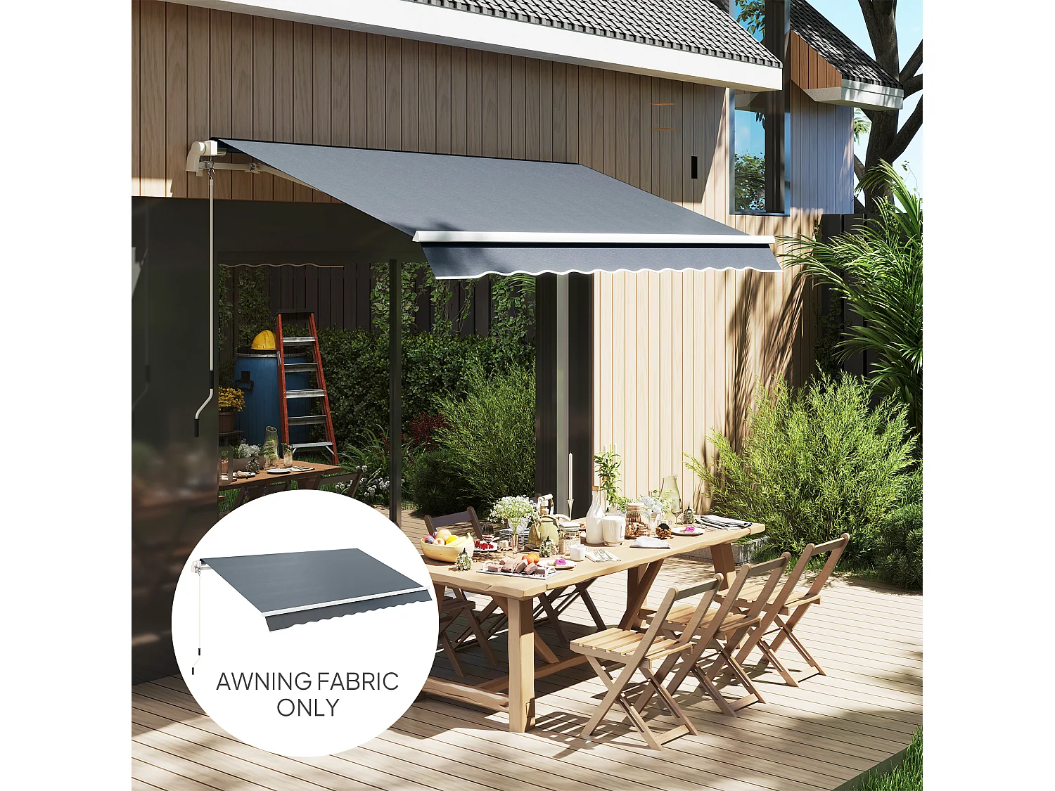 Telo di ricambio per tenda a bracci in poliestere da 3x2.5 m grigio