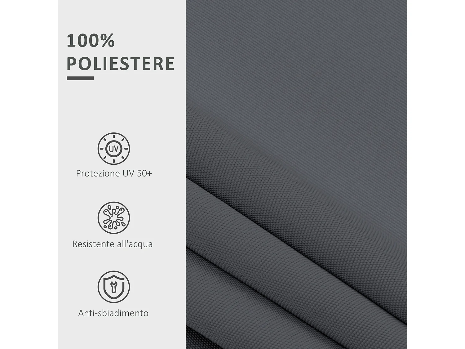 Telo di ricambio per tenda a bracci in poliestere da 3x2.5 m grigio