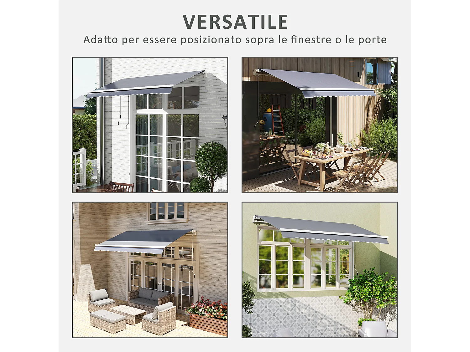 Telo di ricambio per tenda a bracci in poliestere da 3x2.5 m grigio