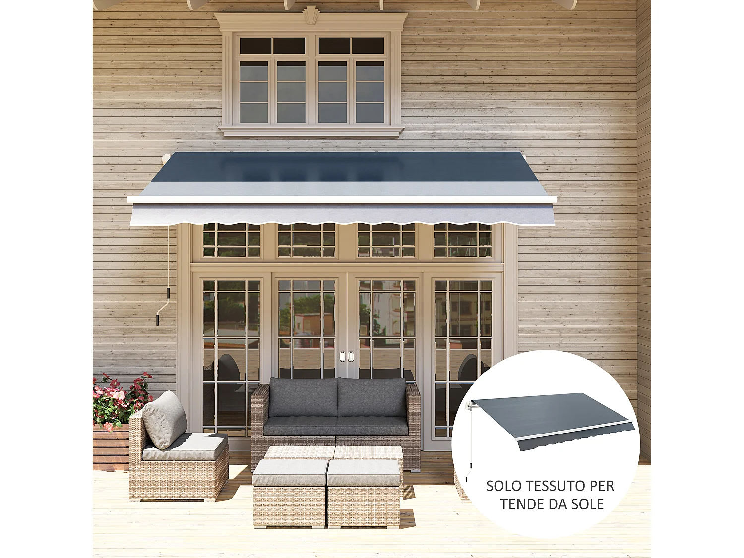 Telo di ricambio per tenda a bracci in poliestere da 3x2.5 m grigio