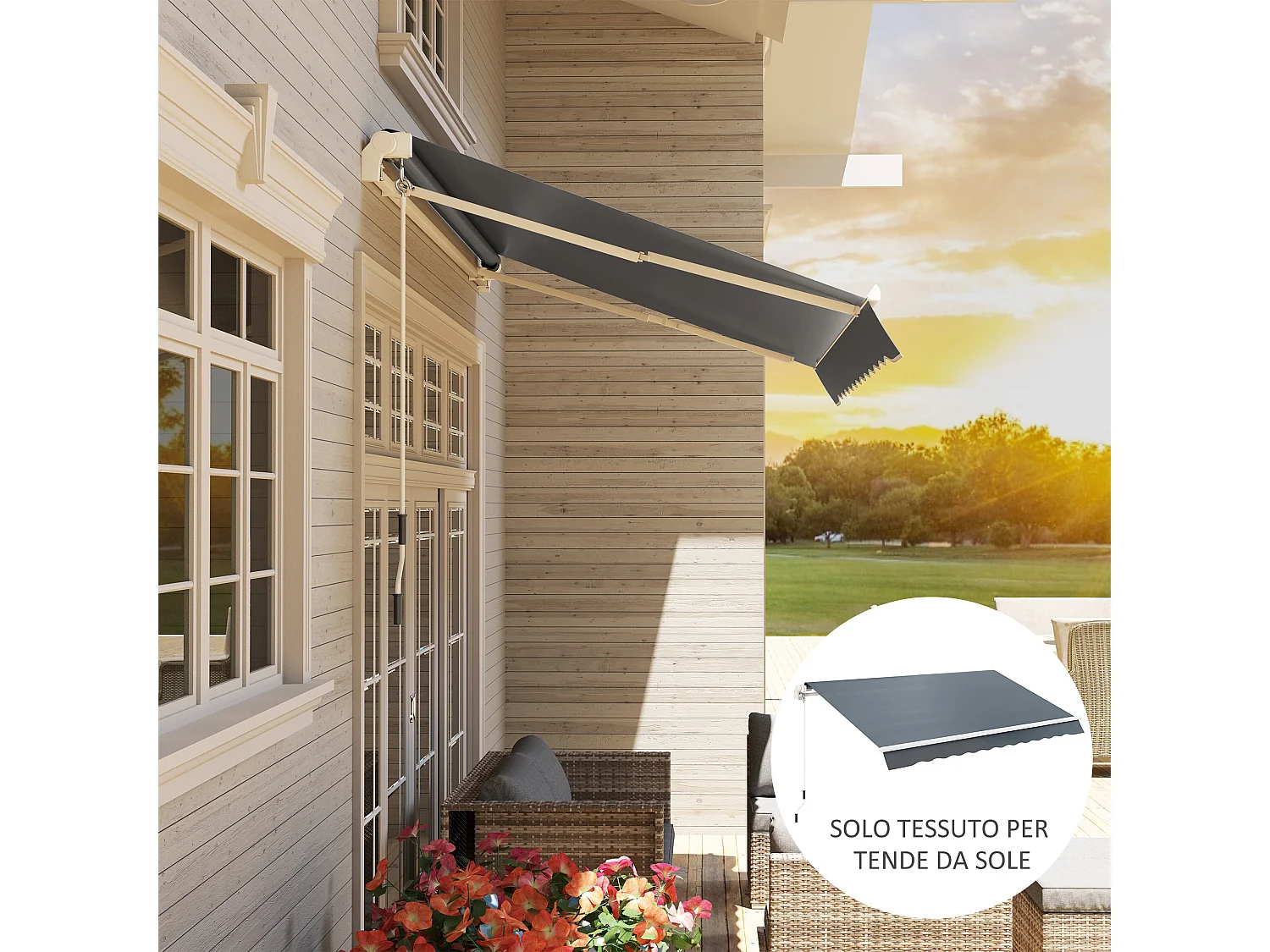 Telo di ricambio per tenda a bracci in poliestere da 3x2.5 m grigio