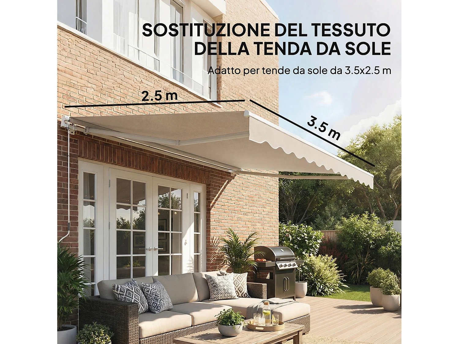 Telo di ricambio retrattile in poliestere uv 50 crema