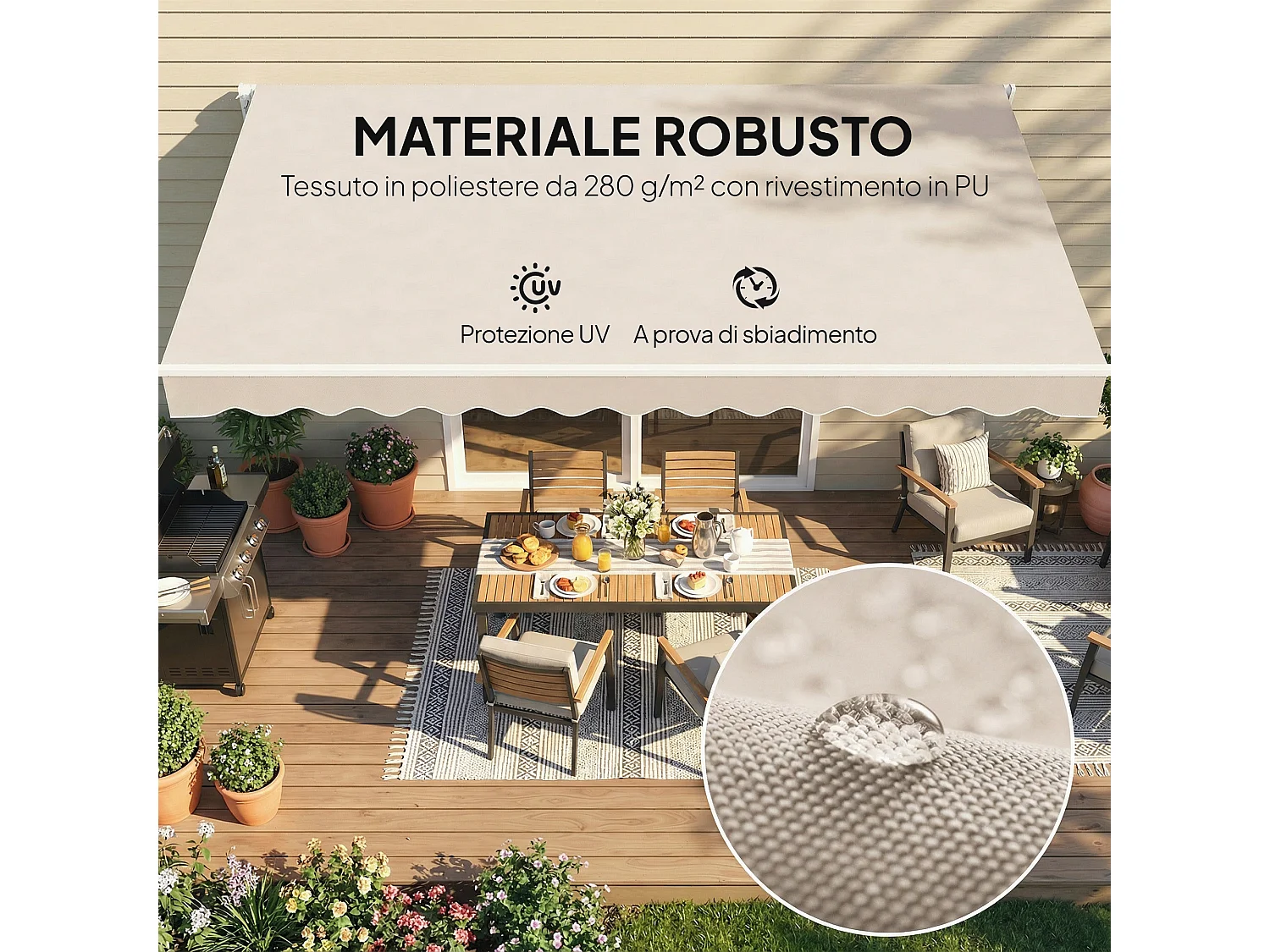 Telo di ricambio retrattile in poliestere uv 50 crema