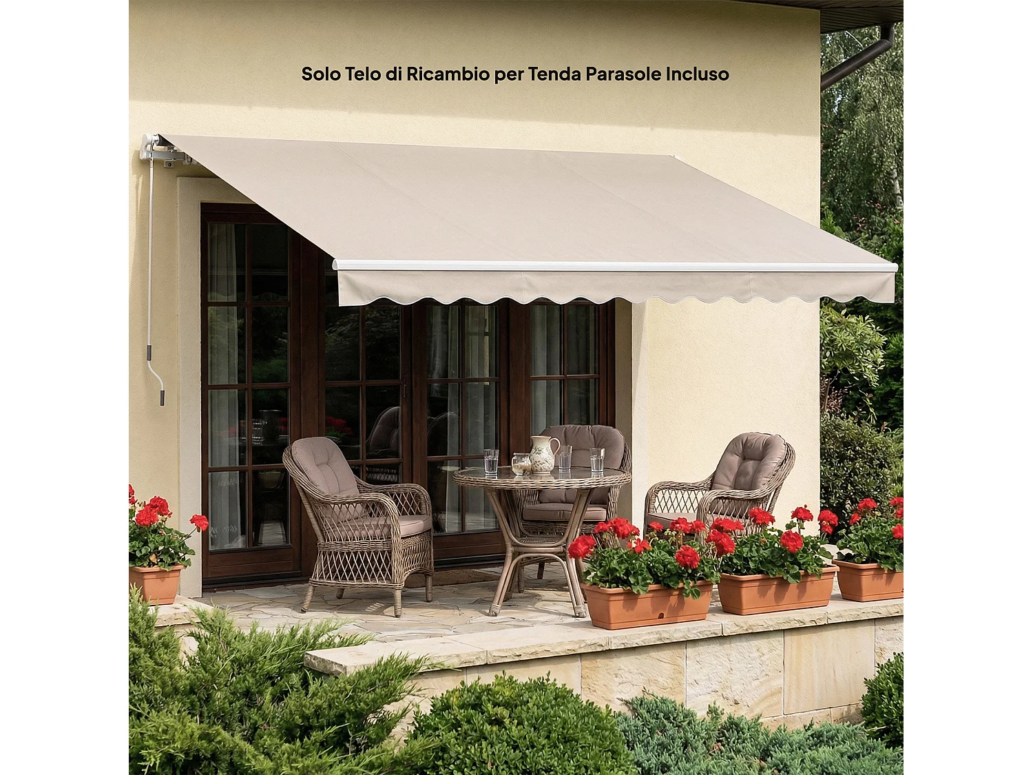 Telo di ricambio retrattile in poliestere uv 50 crema