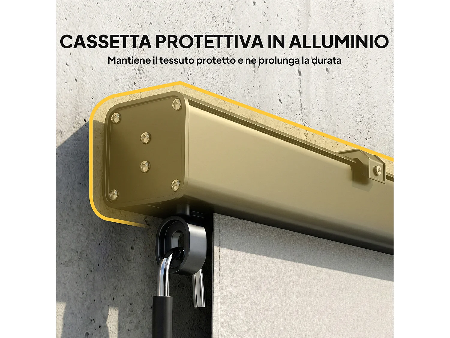 Tenda a rullo avvolgibile in poliestere anti-uv 250x160 cm crema