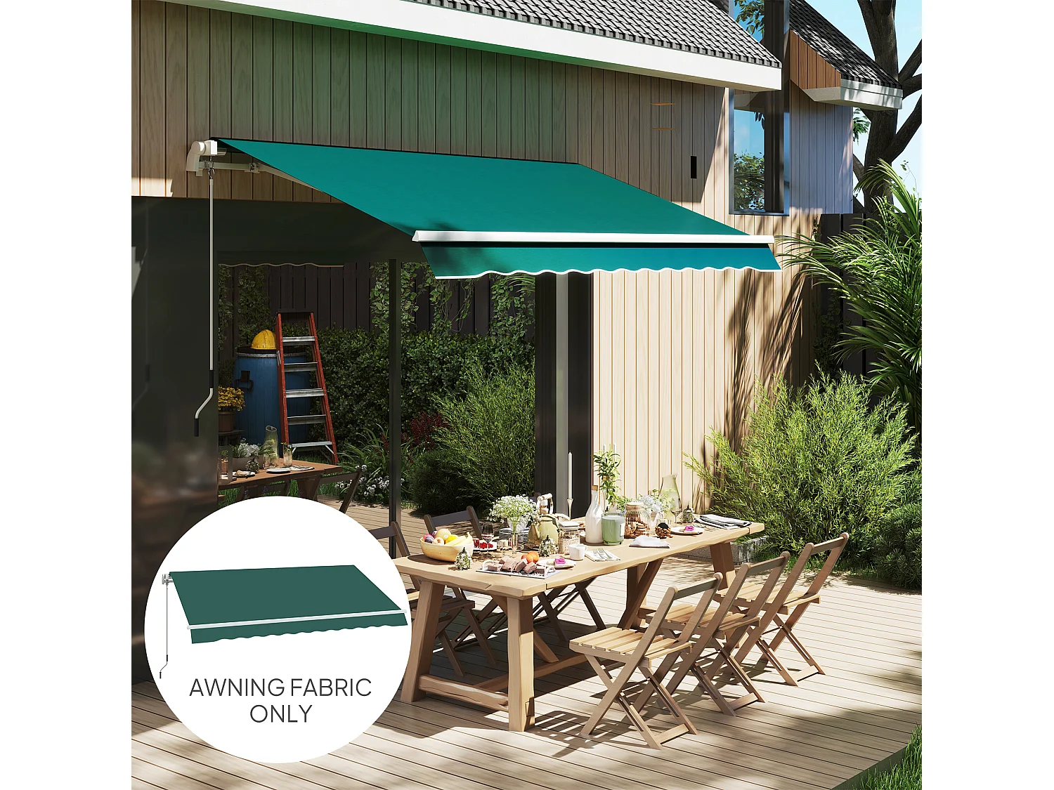 Telo di ricambio per tenda parasole 3x2.5 m in poliestere verde