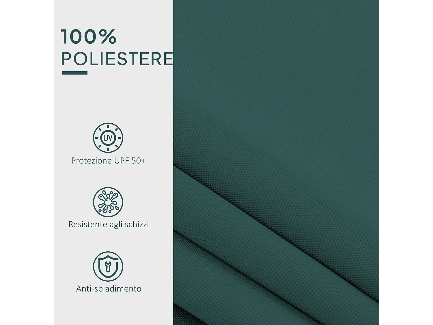 Telo di ricambio per tenda parasole 3x2.5 m in poliestere verde