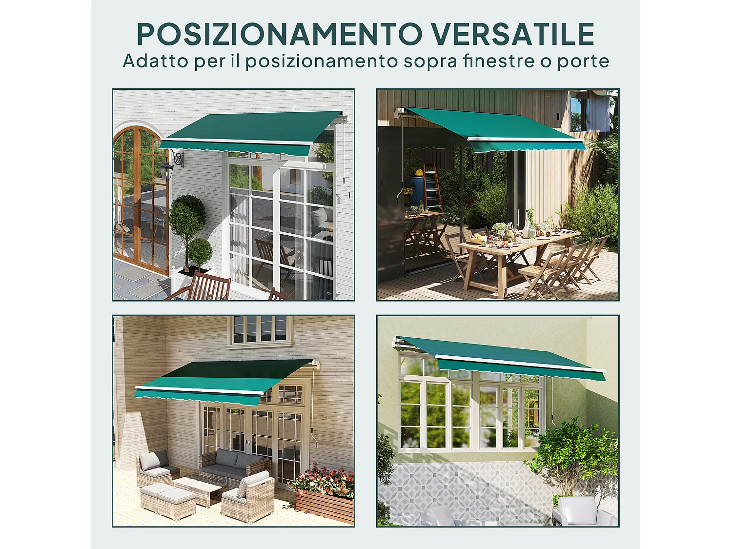 Telo di ricambio per tenda parasole 3x2.5 m in poliestere verde