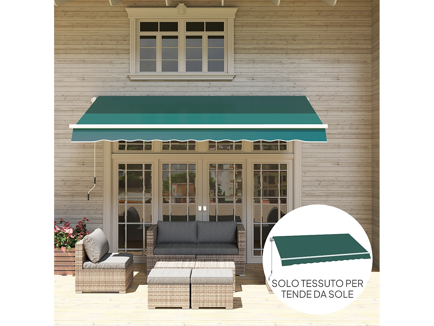 Telo di ricambio per tenda parasole 3x2.5 m in poliestere verde