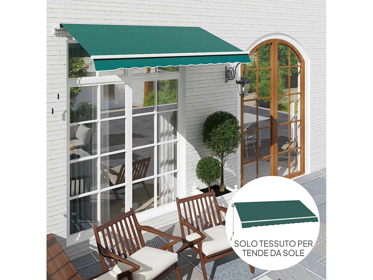 Telo di ricambio per tenda parasole 3x2.5 m in poliestere verde