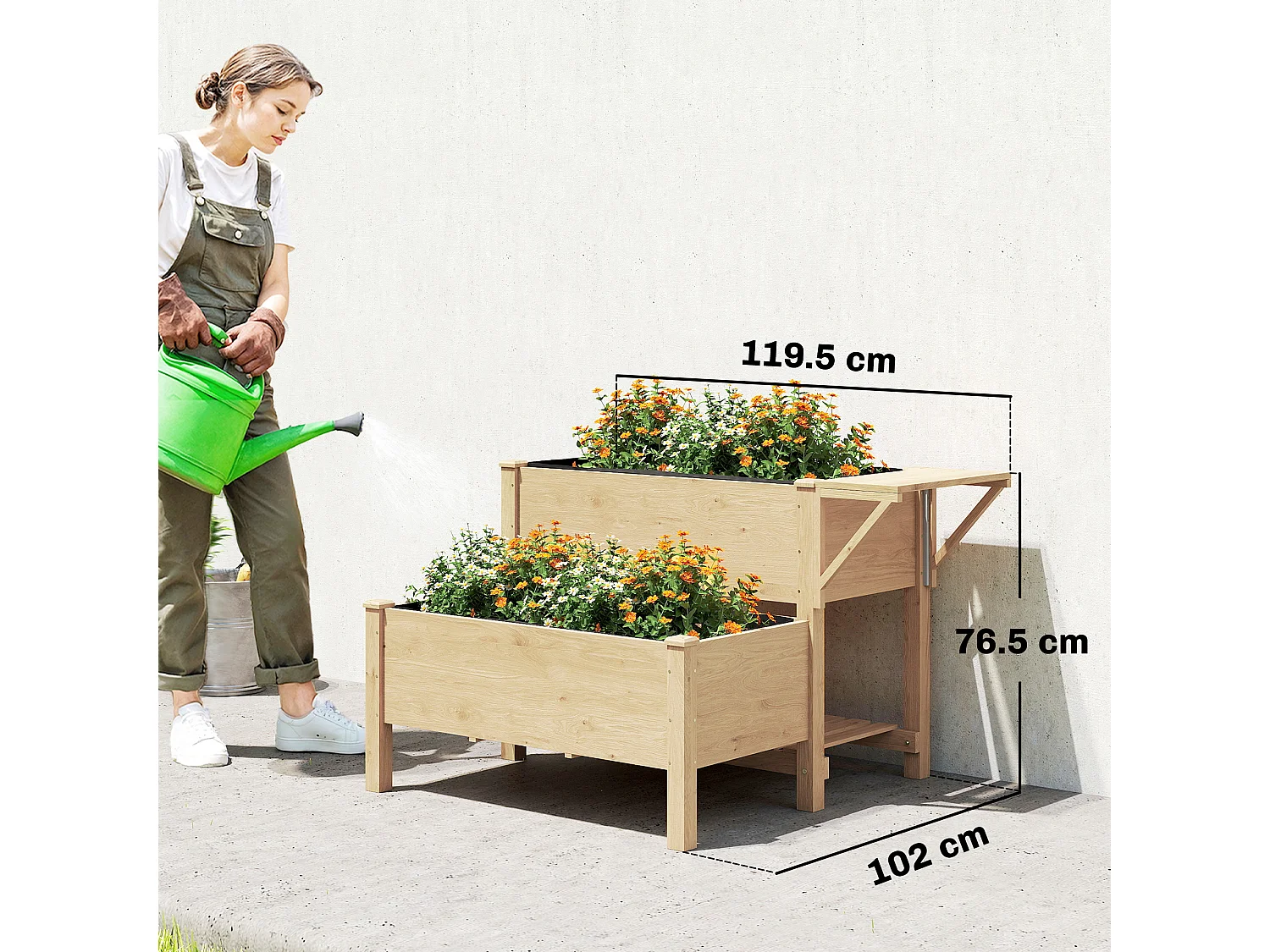 Letto per orto rialzato a 2 livelli in legno di abete marrone