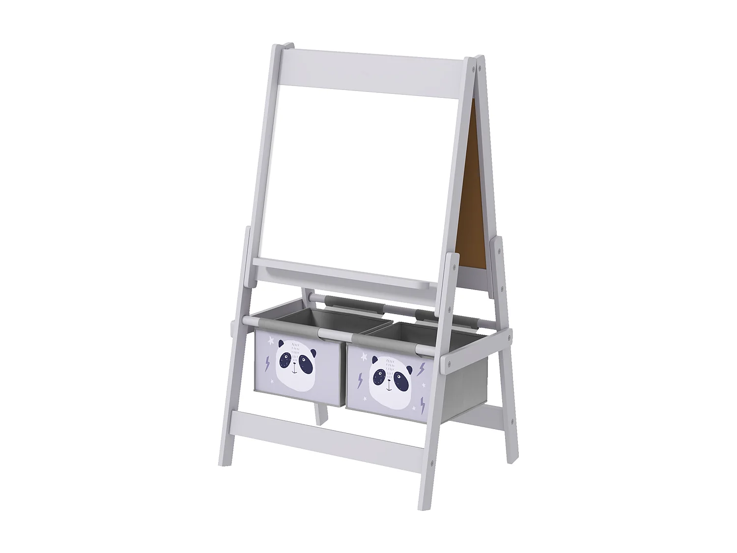 Lavagna per bambini con cavalletto e 2 contenitori grigio