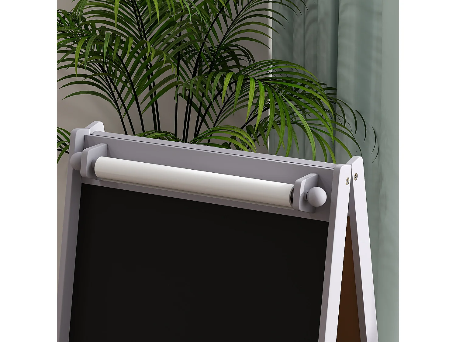 Lavagna per bambini con cavalletto e 2 contenitori grigio