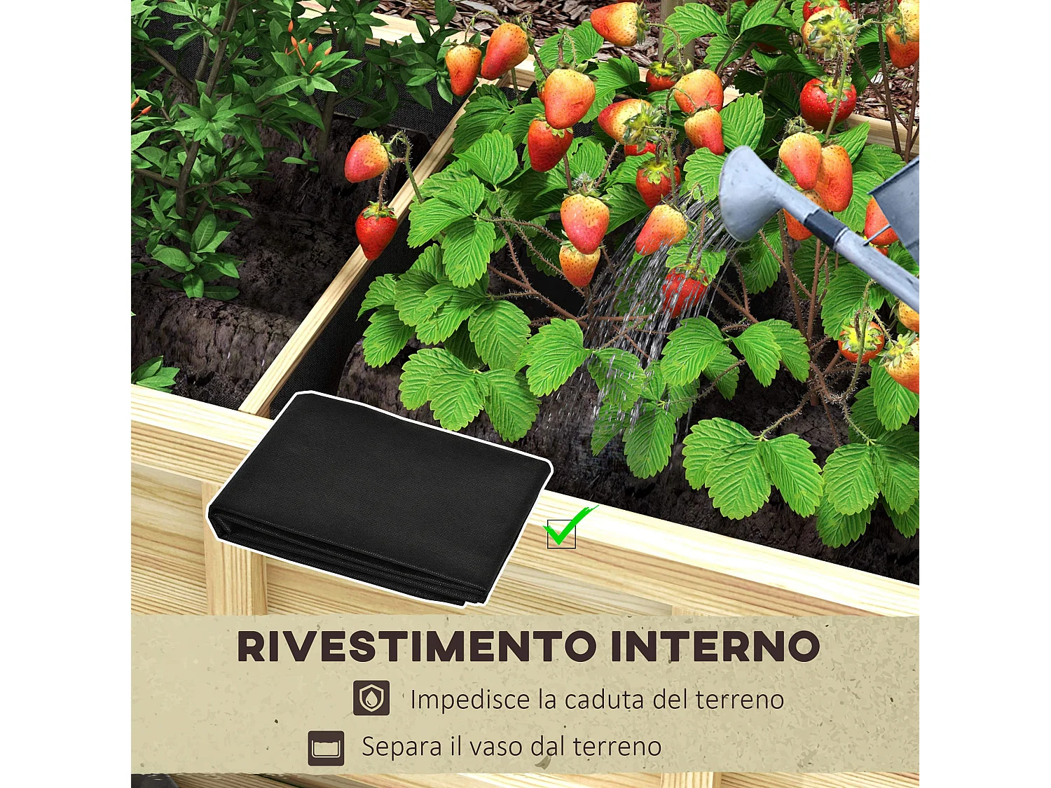 Fioriera rialzata in legno con ripiano inferiore 115x46x75 cm