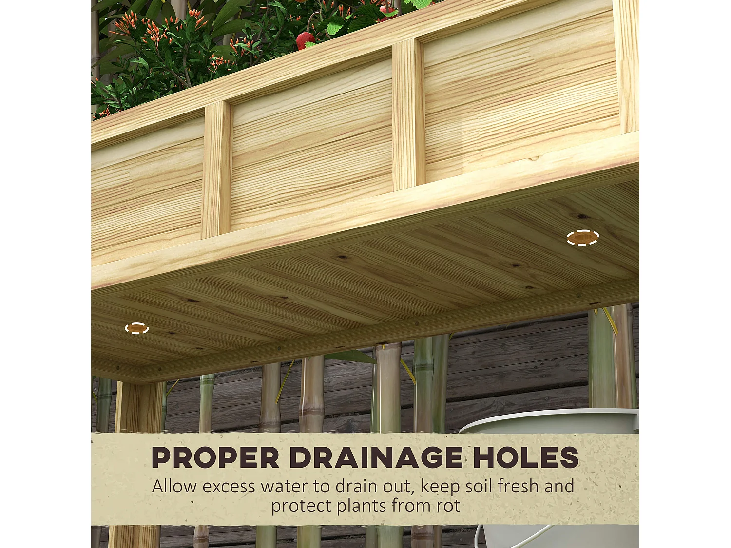 Fioriera rialzata in legno con ripiano inferiore 115x46x75 cm