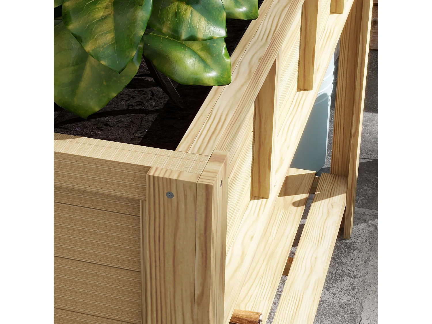 Fioriera rialzata in legno con ripiano inferiore 115x46x75 cm