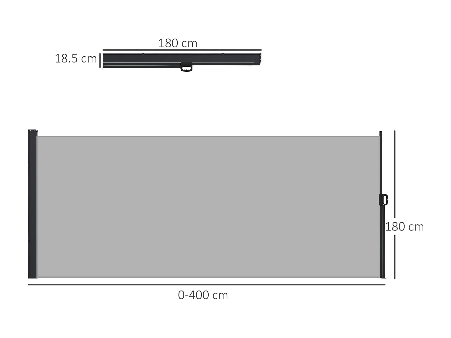 Tenda laterale retrattile 400x180 cm con maniglia grigio chiaro