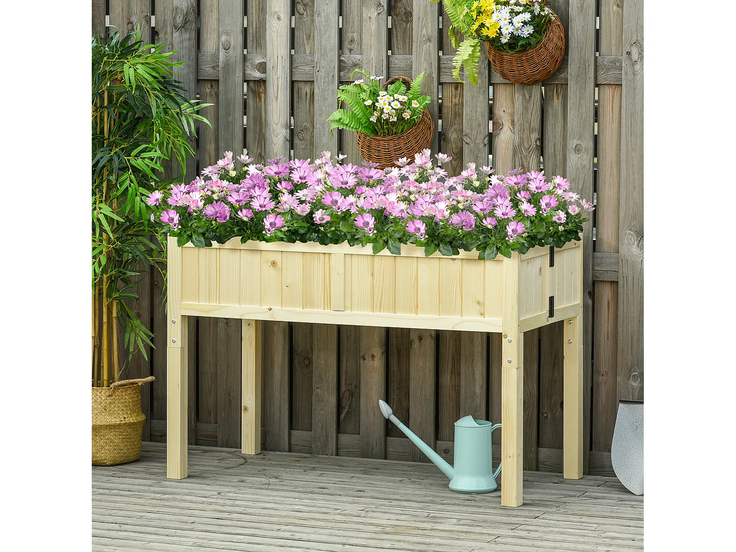 Letto per orto rialzato pieghevole con fori di drenaggio in legno