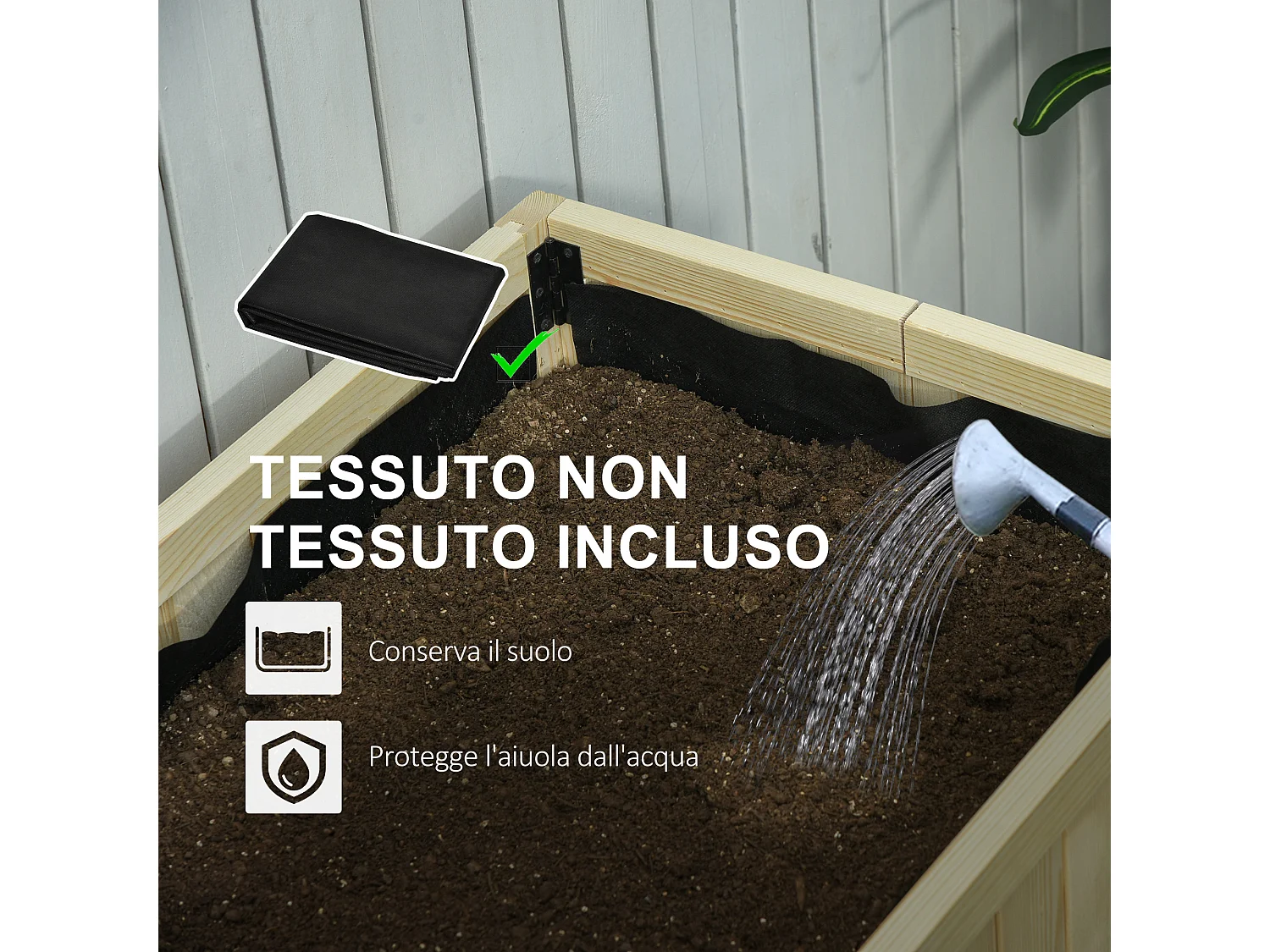 Letto per orto rialzato pieghevole con fori di drenaggio in legno