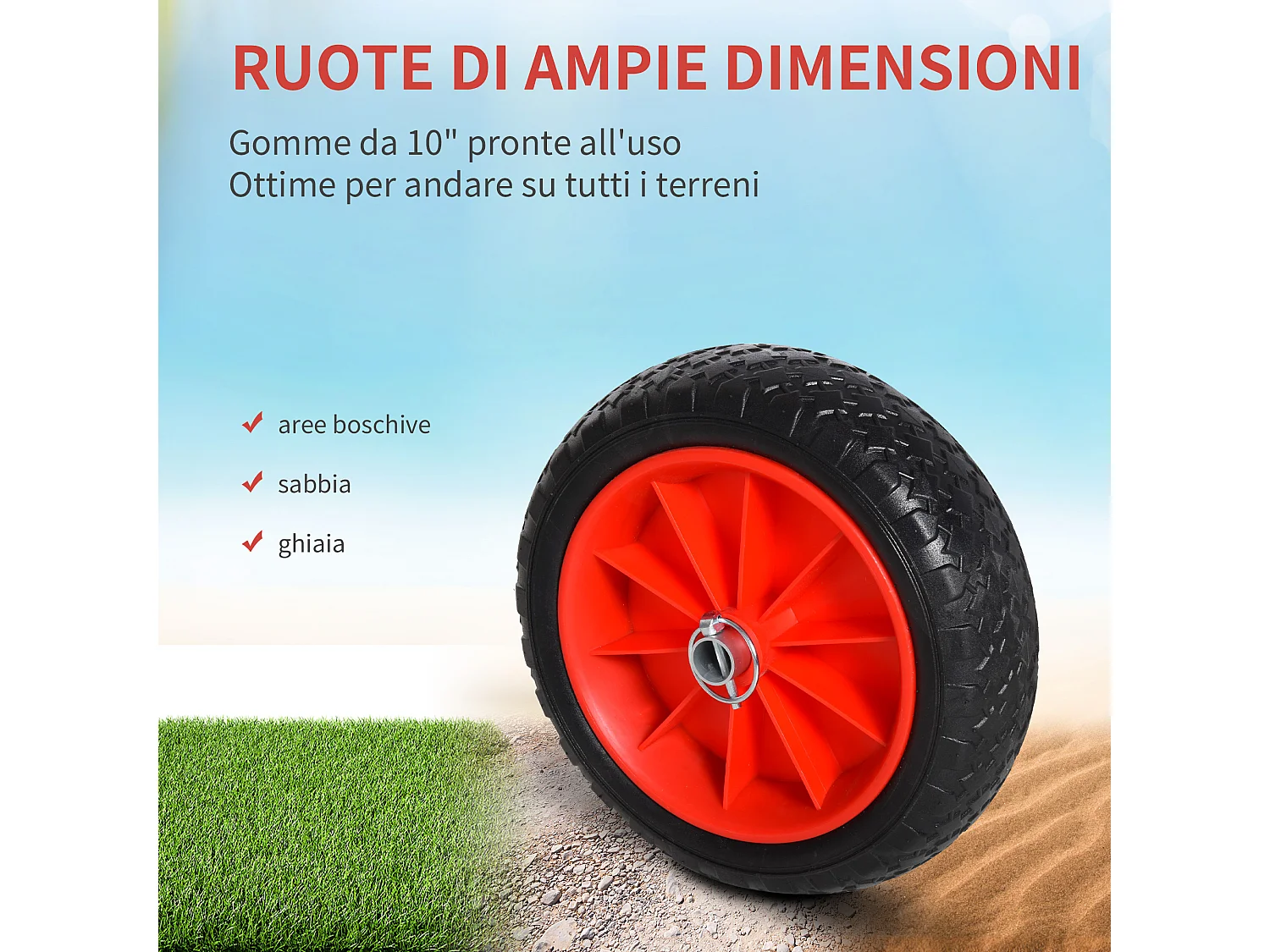 Carrellino da spiaggia per kayak e canoa con paraurti e cavalletto
