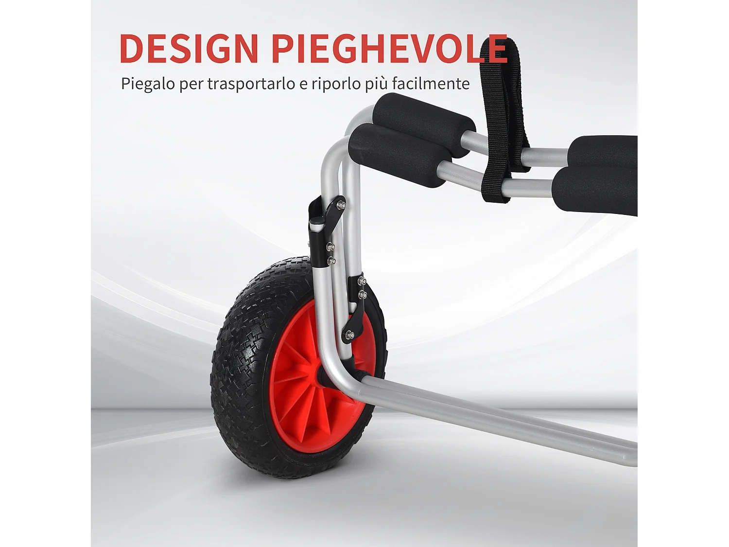 Carrellino da spiaggia per kayak e canoa con paraurti e cavalletto