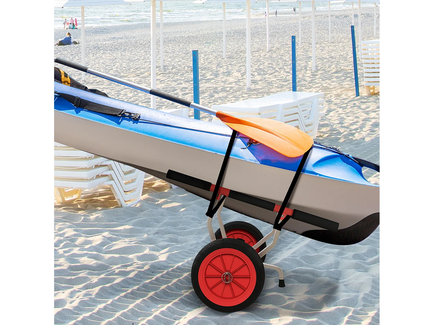 Carrello per kayak regolabile in larghezza in alluminio nero