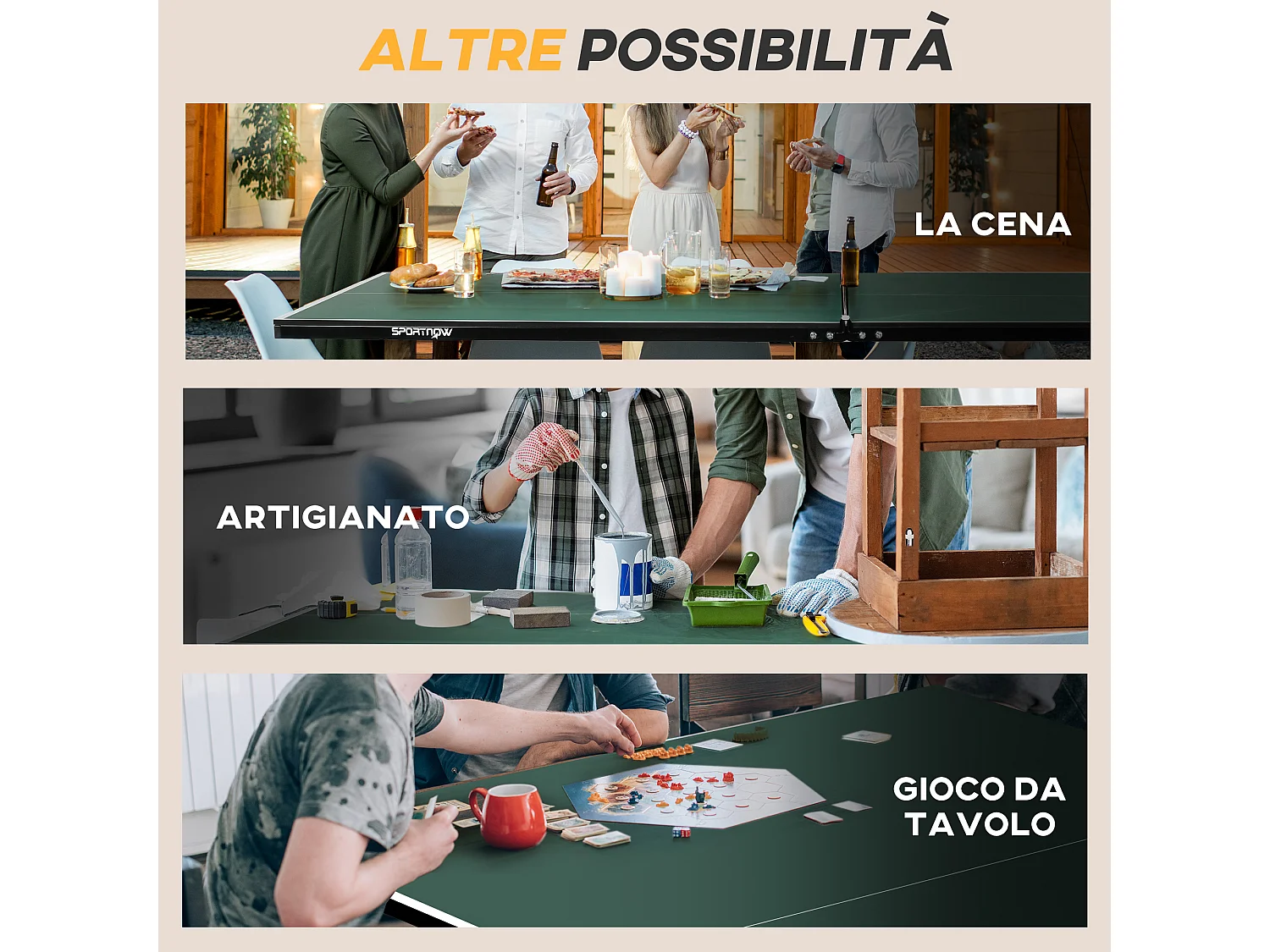 Tavolo da ping pong pieghevole con racchette e palline verde