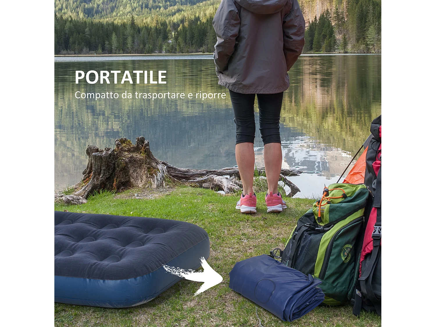 Materasso gonfiabile singolo con pompa manuale 73x191x22cm blu